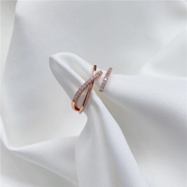 925 Sterling Silver Open Adjustable Ring Shiny Zircon Multifunctional Decoration Simple Index Finger Ring Female Wedding Jewelry